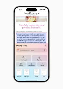 iOS 18 aduce unelte noi care te ajută să scrii, rescrii, și corectezi texte.